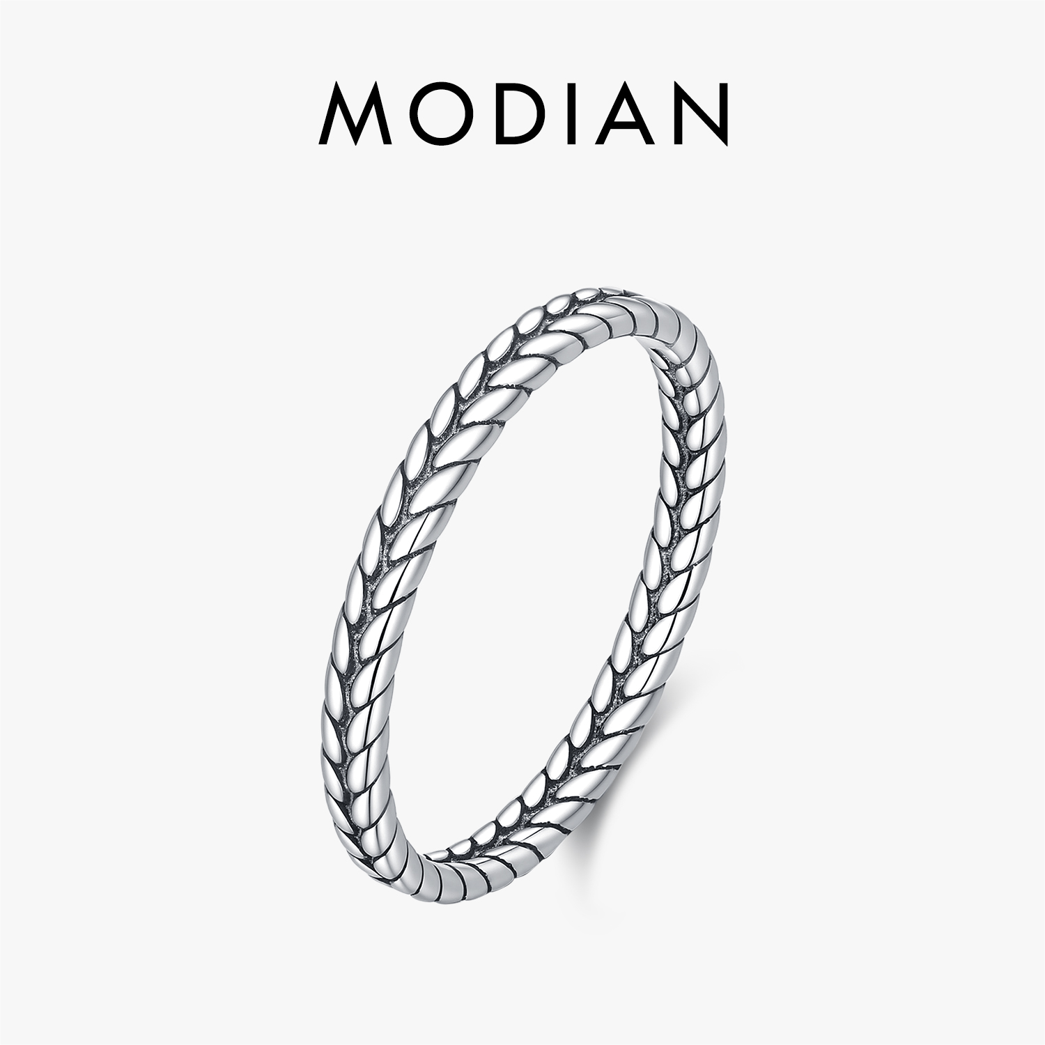 Minimalist Ring Stackable - MODIAN 925 Sterling Zilver Retro Twist