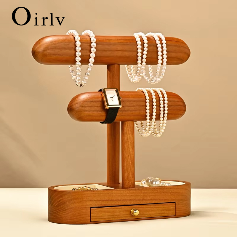 Jewelry And Watches Stores - Oirlv Massief Houten Sieradenstandaard met Lade,