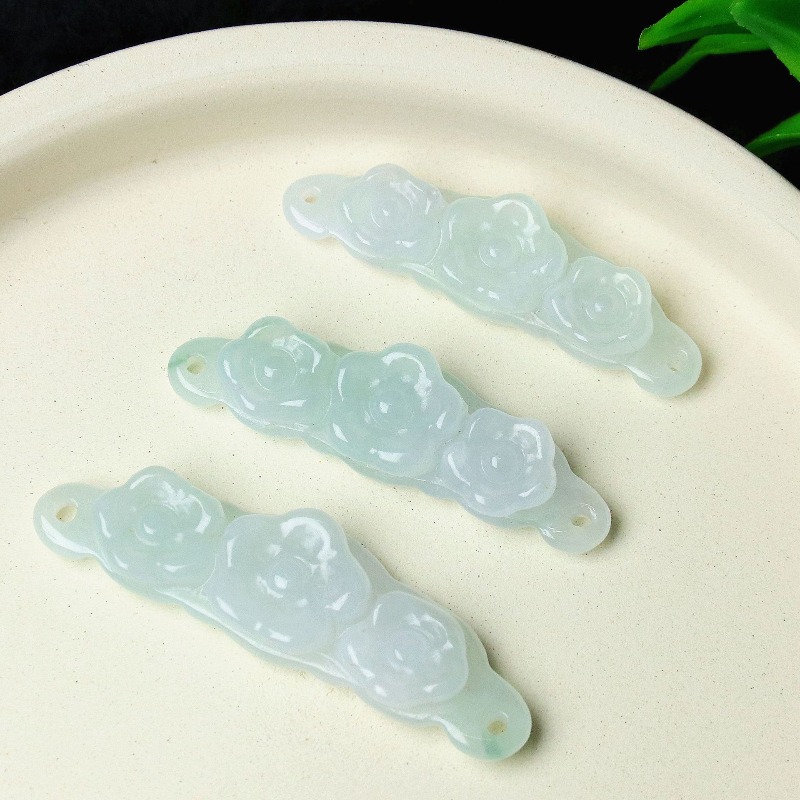 Jewelry & Watches Ltd - 1pc Natuurlijke Jadeïet Smaragd Bloem Handkaart