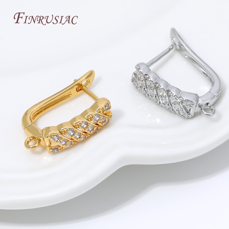 Gold Plated Ring - 18K verguld zirkonia huggie oorbel sluiting