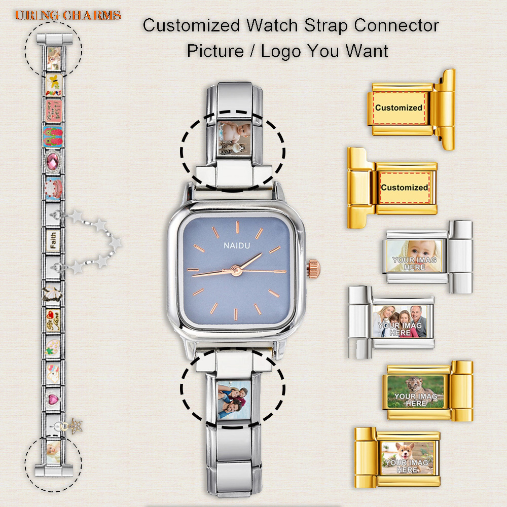 Jewelry Watch Making - 1 paar Foto Logo Aangepaste Horlogeband