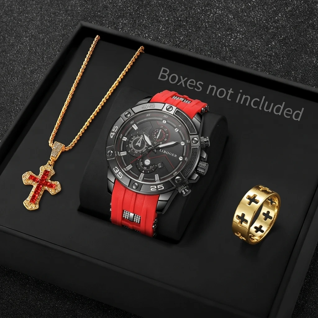 Jewelry Type Watches - 3 STKS Mode Mannelijke Sporthorloge Cross