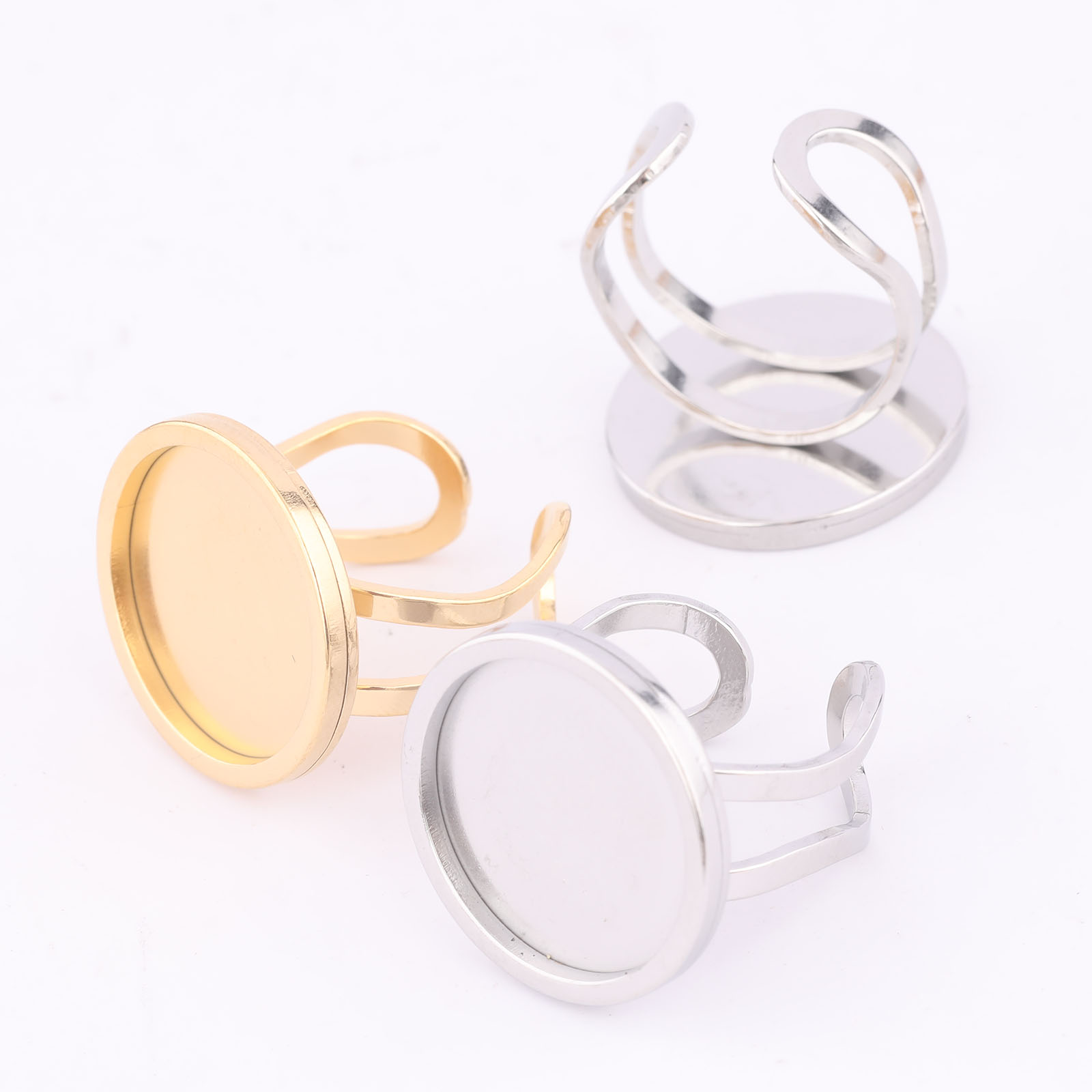 Gold Plated Ring - 5 stks 18mm Ronde Cabochon Ring
