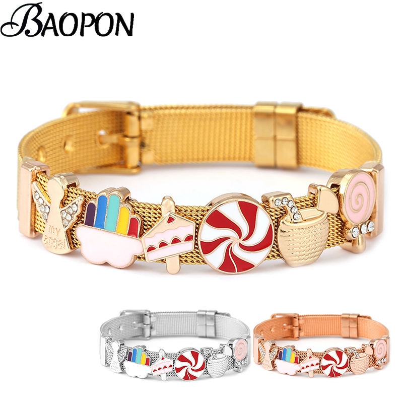 Jewelry Watches For Kids - Goudkleurige roestvrijstalen band mesh armbanden voor