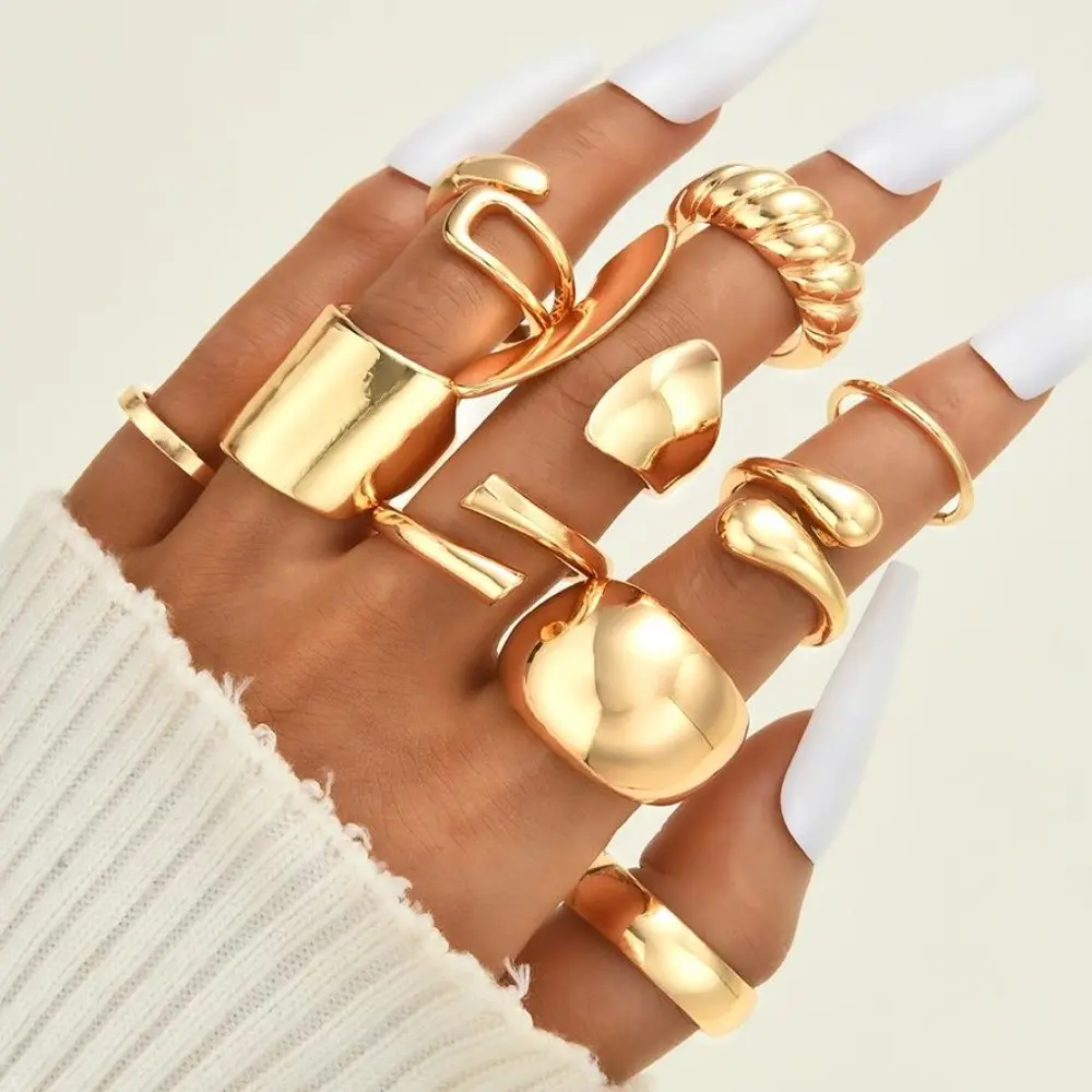 Dames 10-delige 18K vergulde d - Minimalist Ring Stackable recensie en prijs