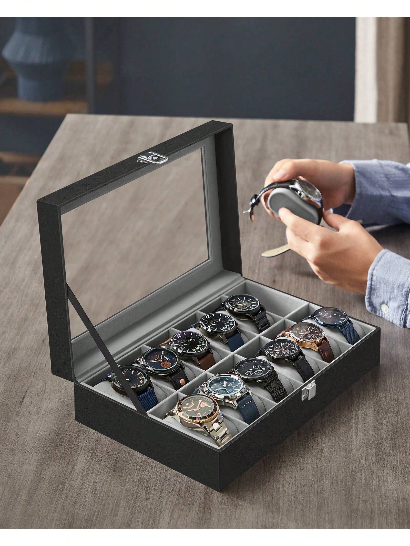 12-vakjes afsluitbare horloged - Watches Jewelry Holder recensie en prijs
