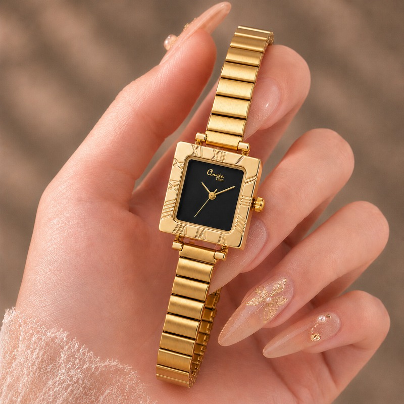 Luxe gouden vierkante dames qu - Jewelry Watches For Kids recensie en prijs
